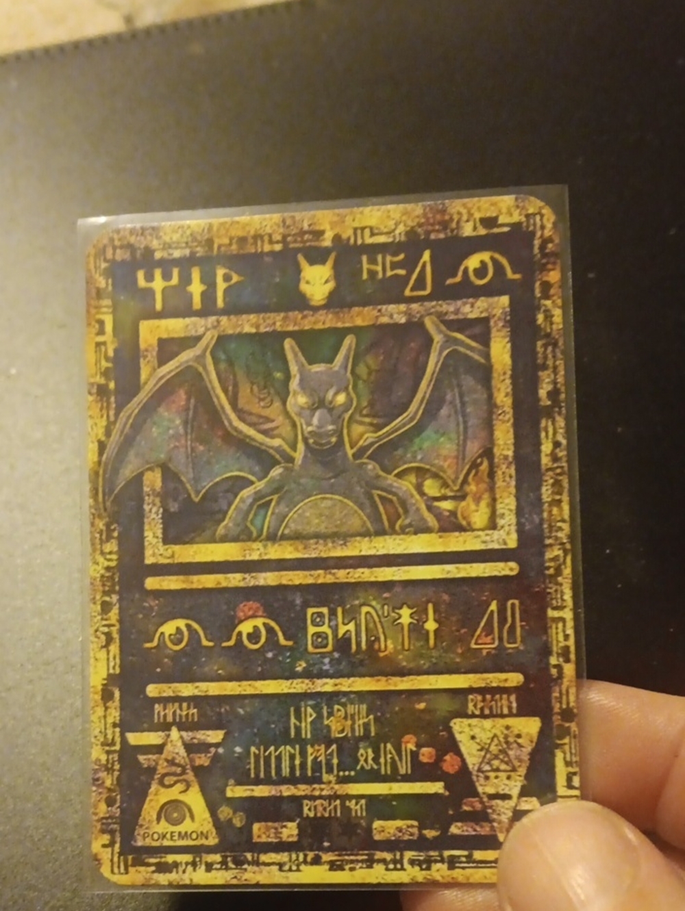 Pokemon Gold and Black Ancient-Style Holographic  Card